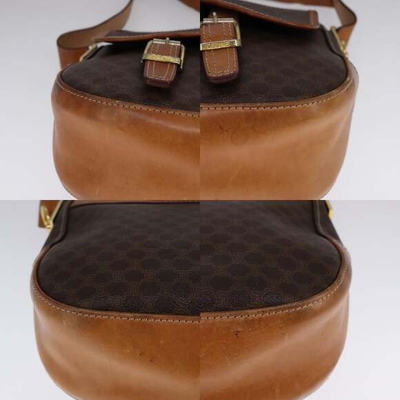 CELINE Macadam Canvas Shoulder Bag Pvc Leather Gold Brown - Picture 10 of 13